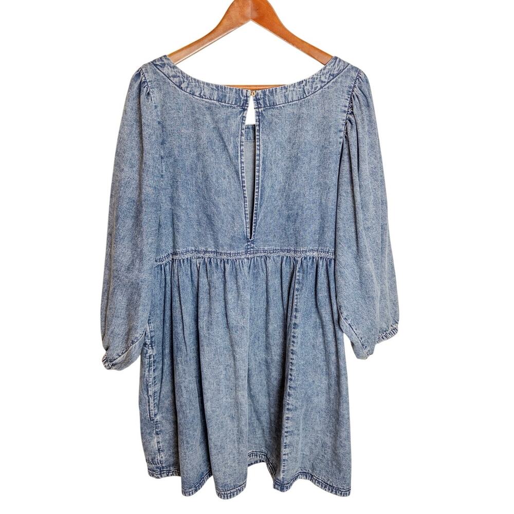 Free People Washed Denim Mini Dress in Light Blue - Picture 5 of 8
